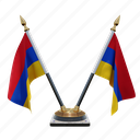 armenia, double (v) desk flag stand, flag 
