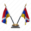artsakh, double (v) desk flag stand, flag 