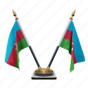 azerbaijan, double (v) desk flag stand, flag 