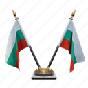 bulgaria, double (v) desk flag stand, flag 