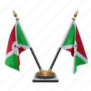 burundi, double (v) desk flag stand, flag 