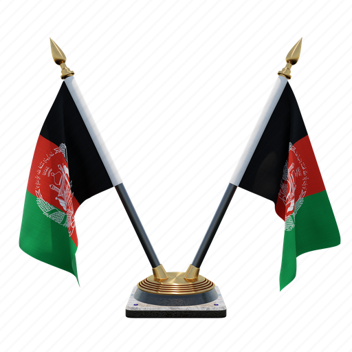 Afghanistan, double (v) desk flag stand, flag 3D illustration - Download on Iconfinder