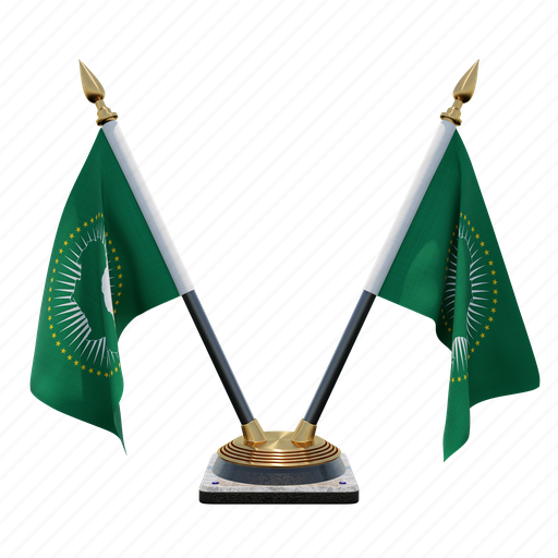 African, union, double (v) desk flag stand, flag 3D illustration - Download on Iconfinder