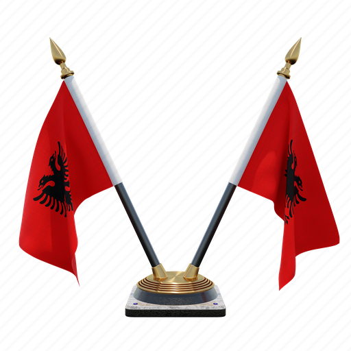 Albania, double (v) desk flag stand, flag 3D illustration - Download on Iconfinder
