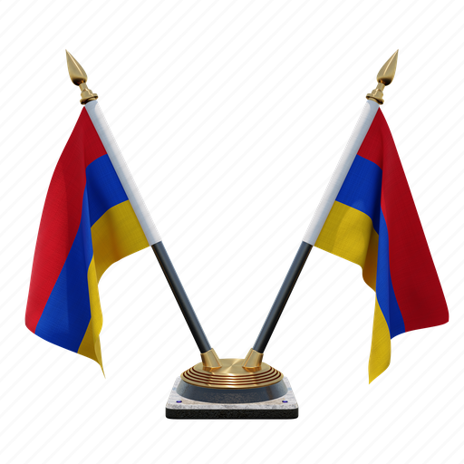 Armenia, double (v) desk flag stand, flag 3D illustration - Download on Iconfinder