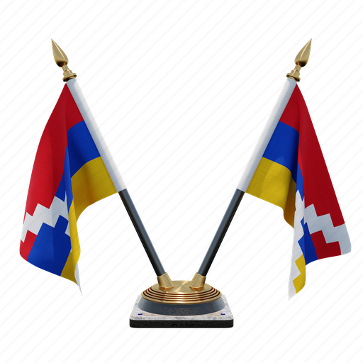 Artsakh, double (v) desk flag stand, flag 3D illustration - Download on Iconfinder