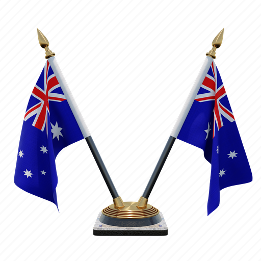 Australia, double (v) desk flag stand, flag 3D illustration - Download on Iconfinder