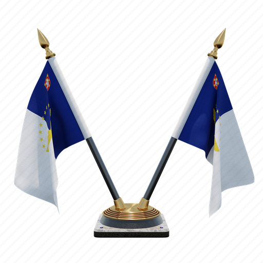 Azores, double (v) desk flag stand, flag 3D illustration - Download on Iconfinder