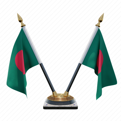 Bangladesh, double (v) desk flag stand, flag 3D illustration - Download on Iconfinder