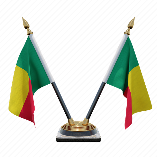 Benin, double (v) desk flag stand, flag 3D illustration - Download on Iconfinder