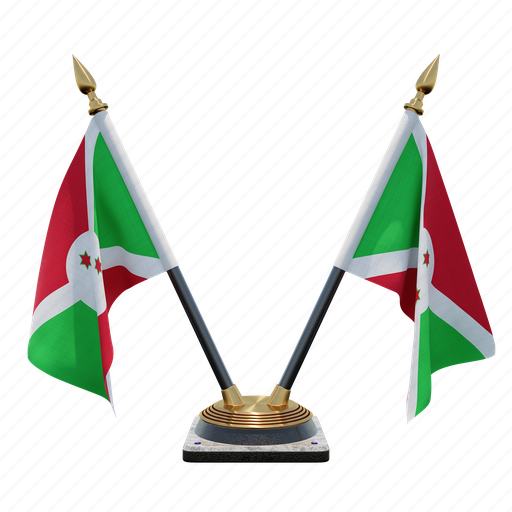 Burundi, double (v) desk flag stand, flag 3D illustration - Download on Iconfinder