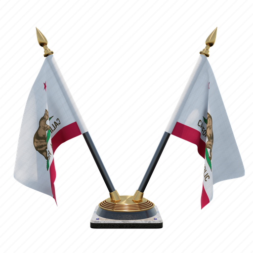 California, double (v) desk flag stand, flag 3D illustration - Download on Iconfinder