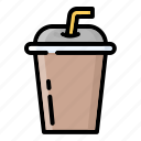 cappuccino, ice, coffee, iced, cup, drink, cafe, glass, straw