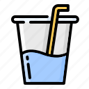 cup, with, straw, drink, glass, water, drinking