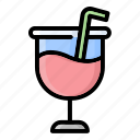 juice, guava, red, pink, cup, with, straw, drink, glass