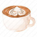 latte, heart, coffee, cup, cafe, drink, milk, romance, beverage