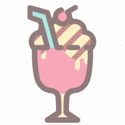 Beverage, dessert, drink, milkshake, strawberry, whipped cream icon - Download on Iconfinder