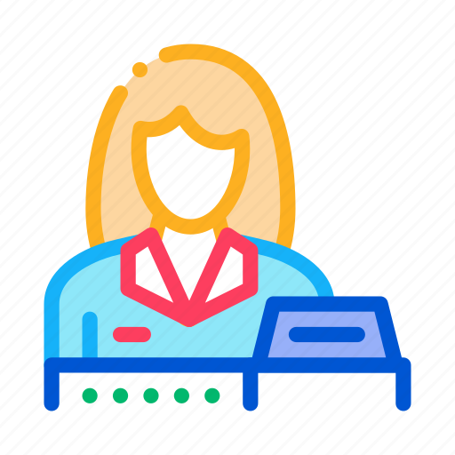 Bag, checkout, nameplate, product, seller, store, woman icon - Download on Iconfinder