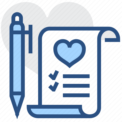 Heart, list, pen, scroll, wishlist, favourite, pencil icon - Download on Iconfinder