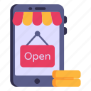 mobile shop, online shop, m commerce, ecommerce, open store