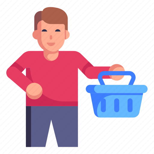 Shopping man, shopping bucket, shopping basket, man, person icon - Download on Iconfinder