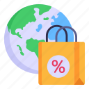 worldwide shopping, global shopping, global purchase, shopping bag, globe