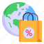worldwide shopping, global shopping, global purchase, shopping bag, globe 