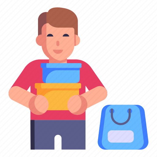 Man, shopping, buying, purchase, carrying products icon - Download on Iconfinder