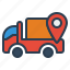 truck, pin, location, transportation, navigation 
