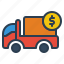 truck, shipping, coin, delivery, transport 