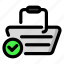 basket, cart, check mark, store, shop, verified, approved 