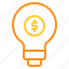 lamp, idea, light, coin, bulb 