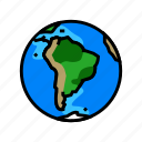 south, america, earth, planet, map, world