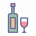 bottle, glass, party, wine, hygge