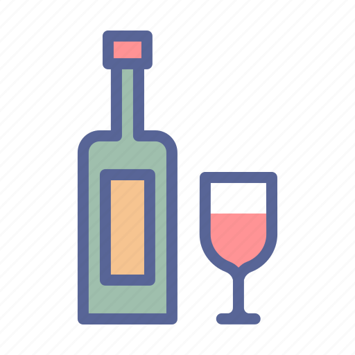 Bottle, glass, party, wine, hygge icon - Download on Iconfinder