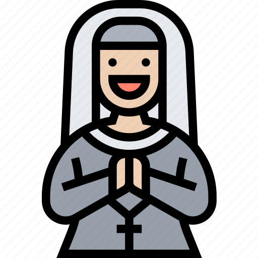 Nun, prayer, religion, spiritual, catholic icon - Download on Iconfinder