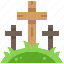 graveyard, burial, hill, cross, churchyard