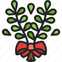 willow, branch, leaves, bow, bouquet, leaf