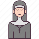 nun, avatar, woman, people, catholic, cultures, professions, christian, religious