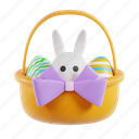 bunny, eggs, ribbon, gift, basket, present, easter