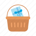 gifts in basket, giving, receiving, surprised, celebration, joy, generosity, sharing