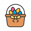 decorated eggs in basket, easter, spring, renewal, fun, decoration, joy, creativity