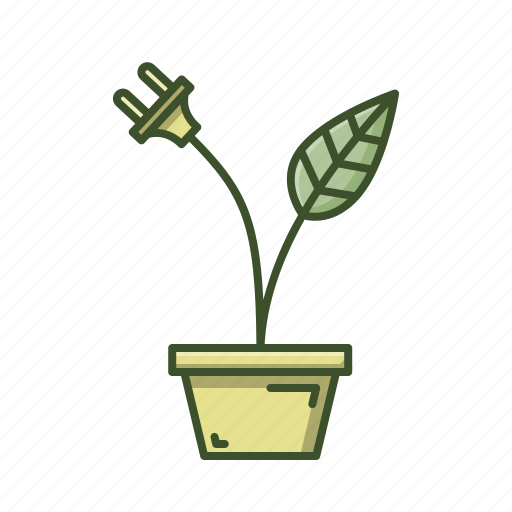 Eco, green, leaf, plant, pot, power, powerplug icon - Download on Iconfinder