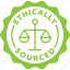 stamp, green, badge, round, ethically sourced, ethical, balance 