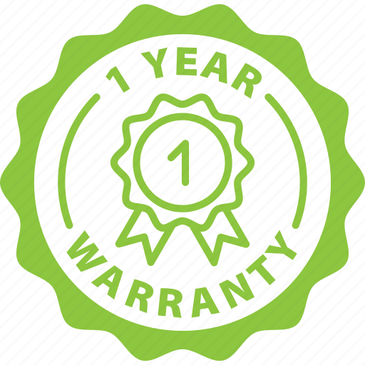 Green, stamp, circle, 1 year warranty, warranty icon - Download on ...