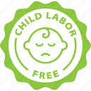 green, stamp, round, child labor, child labor free, child
