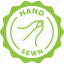 green, stamp, circle, hand sewn, hand, sewn 