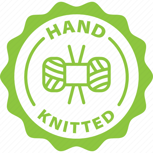 Stamp, green, badge, round, hand knitted, hand, knitted icon - Download on Iconfinder