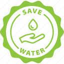 stamp, green, round, circle, save water, save, water