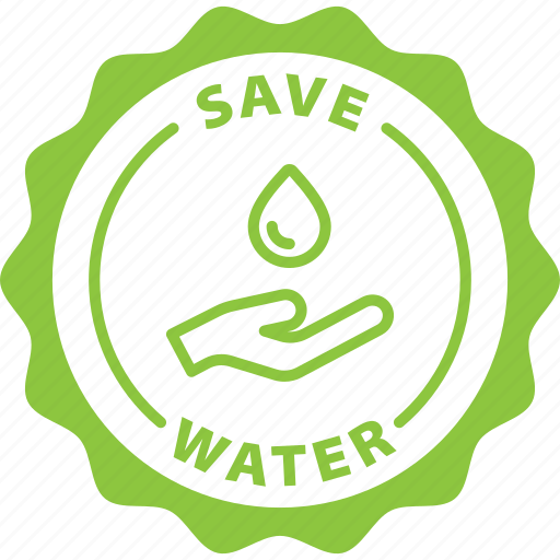 Stamp, green, round, circle, save water, save, water icon - Download on Iconfinder